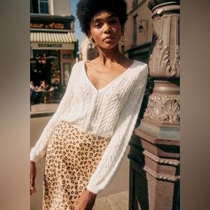Sézane Beryl Cardigan in Écru 🤍 • FR Small 🇫🇷 • organic cotton sweater